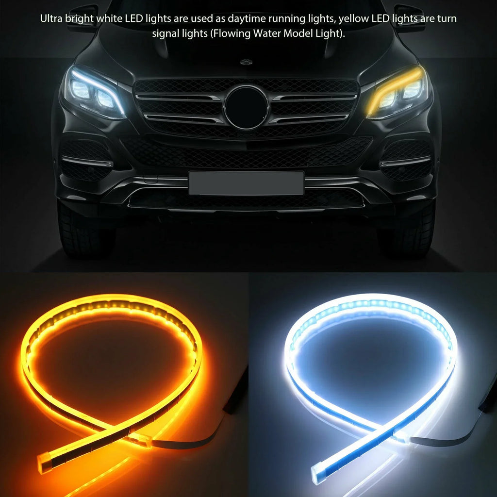 2Pcs 12V Led Guide Strip Headlight for Car Daytime Running L