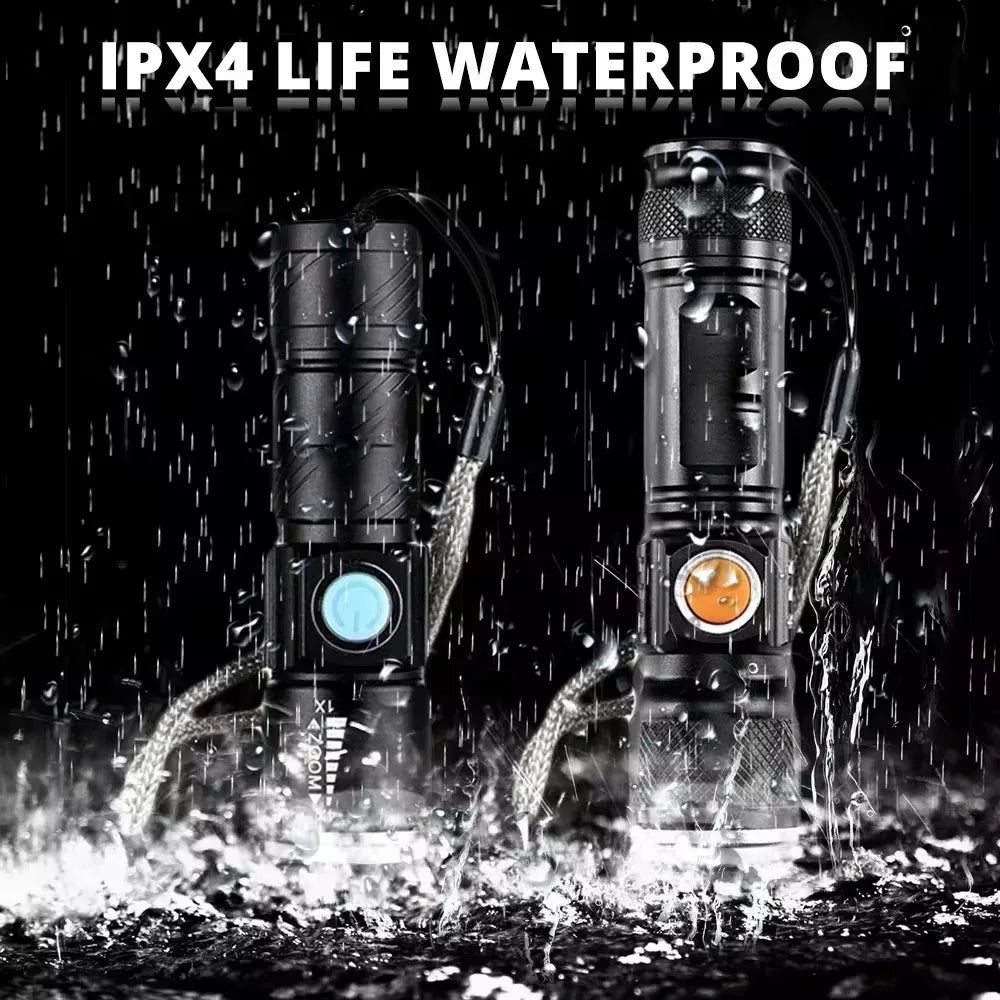 Powerful LED Flashlight With Tail USB Charging Head Zoomable