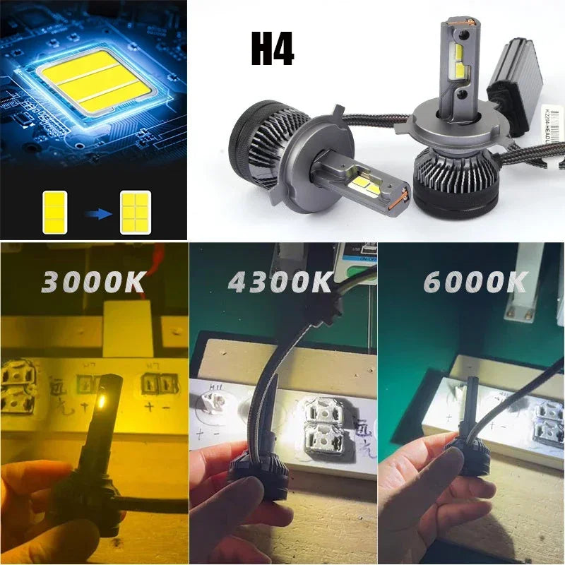 H7 H4 Led 30000LM 200W Double Copper Tube Light For Car H1 H