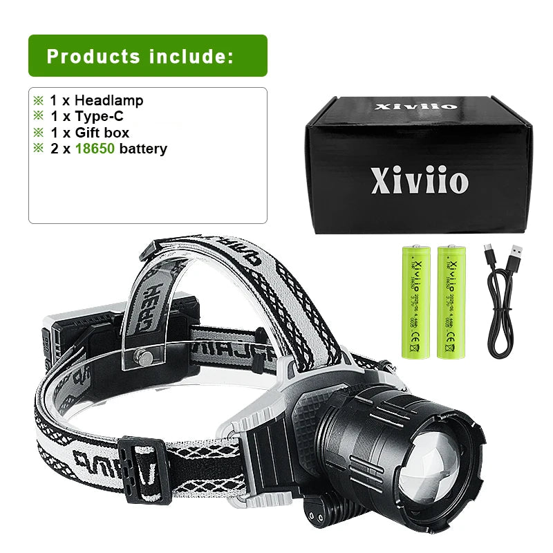 New High Power 800W LED Headlight Super Bright Long Shot 3500M Headlamp USB Rechargeable Flashlight Outdoor Fishing Work Lantern