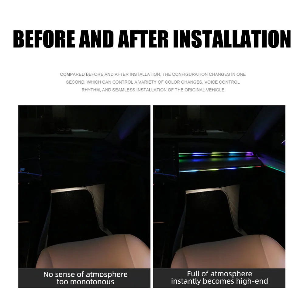 For 110/140CM Car LED Acrylic Light Strip RGB Symphony Auto 