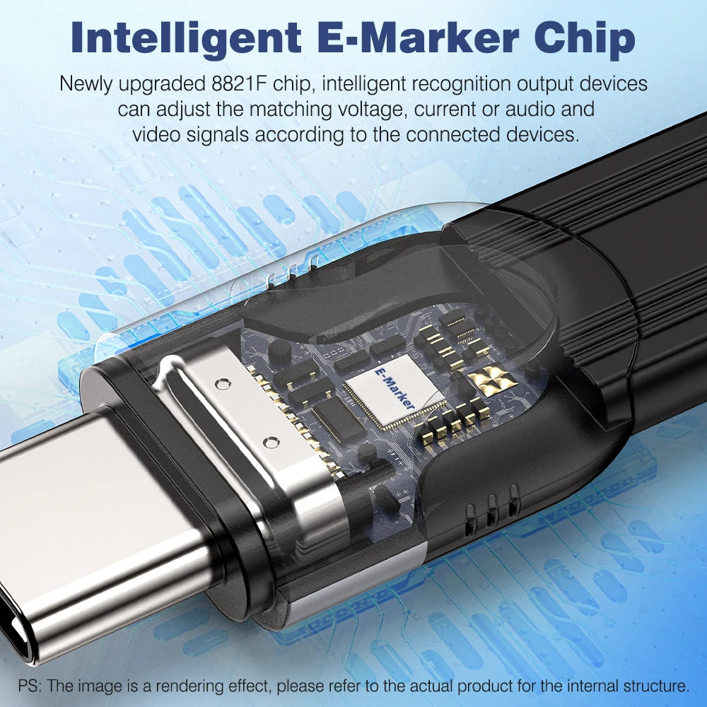 UGOURD New Flat Thunderbolt 5 High-Speed Data Cable 80Gbps 0
