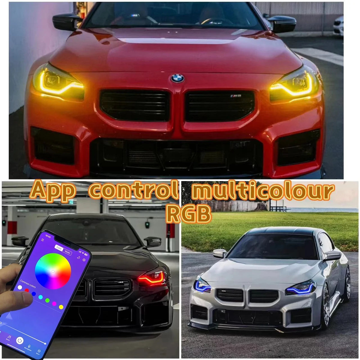 DRL daytime running lights RGB CSL Lemon Yellow Red Blue Lights for BMW G87 G42 M2 2022-2024