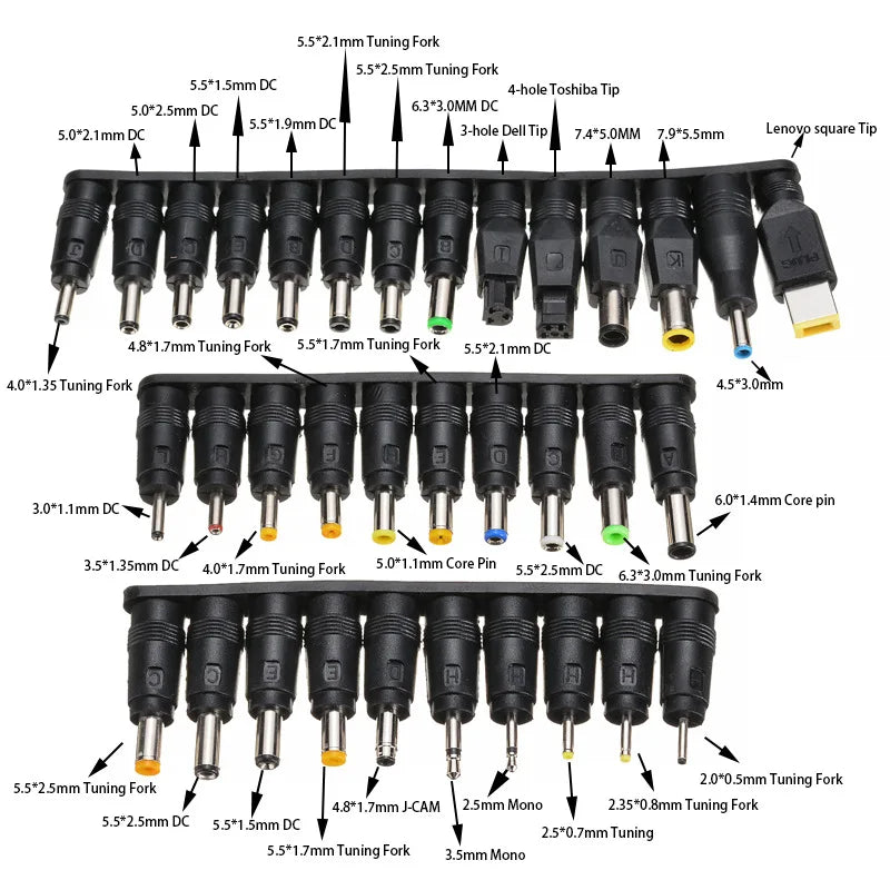 34PCS 8PCS Universal AC DC Power Adapter Connector Tips 5.5m