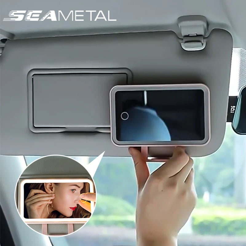 SEAMETAL Car Interior Mirrors Sun Visor Plate LED Makeup Mir