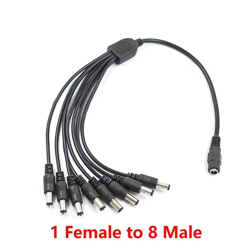 5.5x 2.1mm 1 to 2/3/4/5/6/8 Way DC Power Splitter Cable 5V 12V 24V Power Adapter Connector Cord for LED Strip Lights CCTV Camera