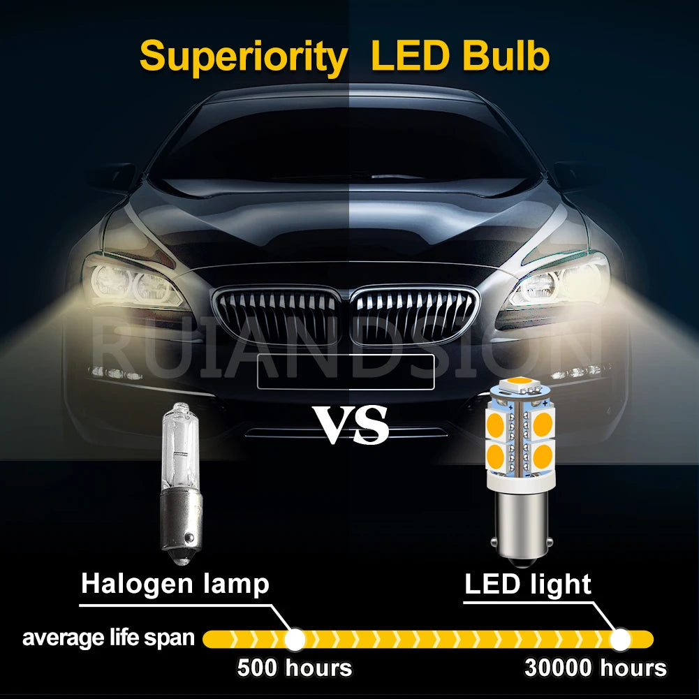 2pcs BA9S T4W LED 9SMD 5050 For 6V 12V 24V Car Moto Rear Int