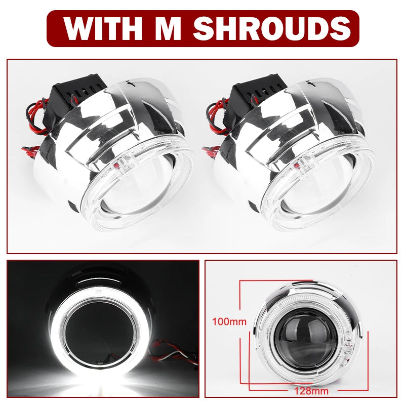 3.0inch Hella Bi Led Lenses 90W Spotlights Car Headlight Bulb Hi Lo Beam Single Reflector Upgrade Retrofit 12pcs LED Chips PTF
