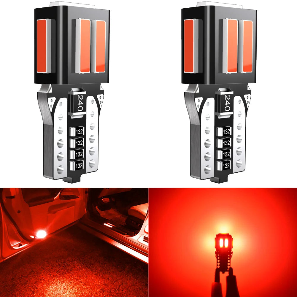 2Pcs W5W LED T10 Car Light LED Canbus No Error Automobiles Interior License Plate Lamp Car Reading DRL Bulb 6000K White Orange