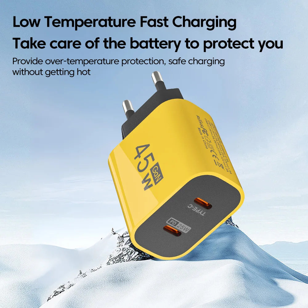 45W USB C Charger Fast Charging Dual Port Mobile Phone Charg