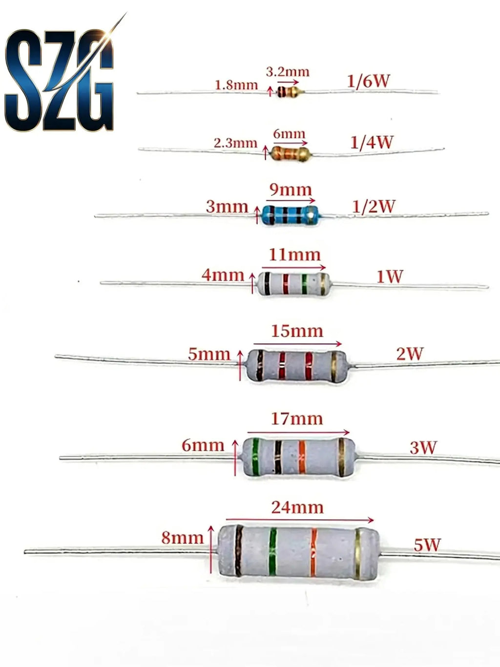 20Pcs/Lot 1W DIP Carbon film Resistance 0R 10M 5% 1R 10R 100