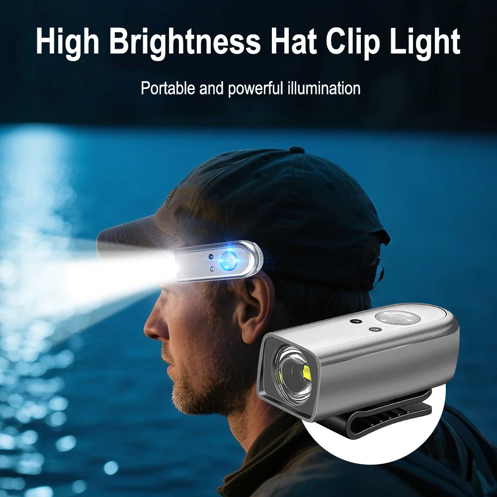 BORUiT Ear Clip Headlamp USB Rechargeable LED Headlight Buil