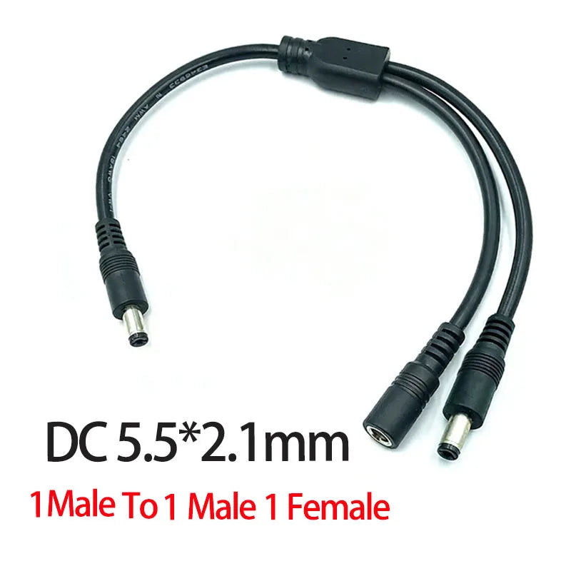 1PC DC 5.5mm 2.1mm 1 To 2 Connector Male To Female Plug DC Power Splitter Cable CCTV LED Strip Light Power Supply Adapter