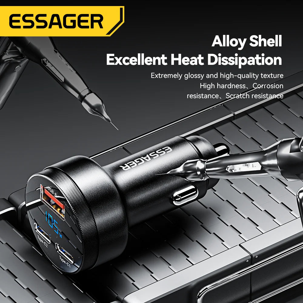 Essager 105W Digital Display Fast Car Charger For iPhone 15 