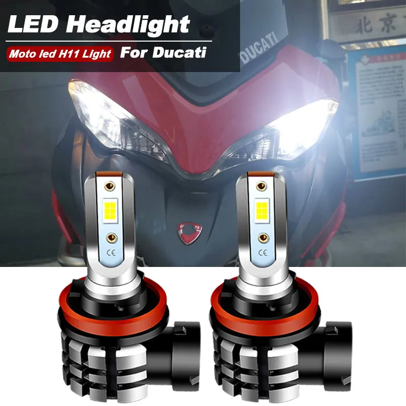 2PCS Motorcycle H11 H8 LED Headlight Bulbs 9600lm 6000k For 