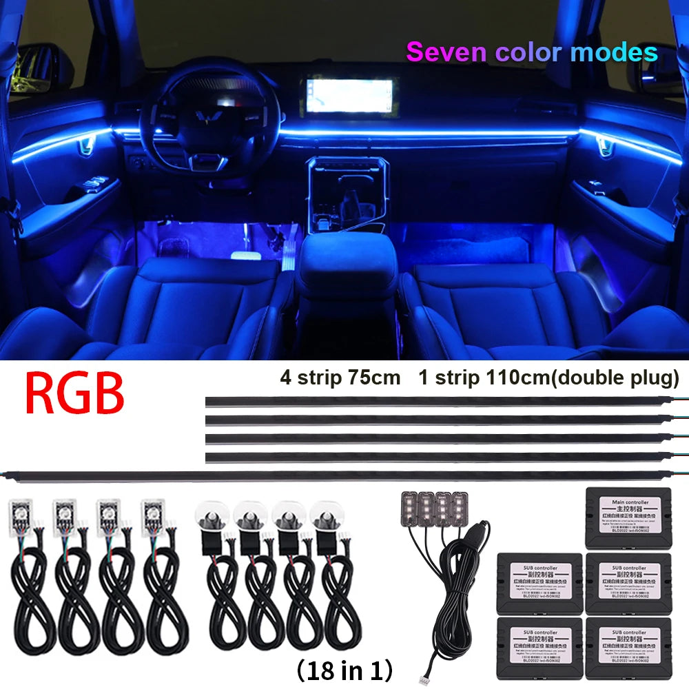 18 in 1 Newest Hidden Car LED Ambient Light Smoke Matt Black