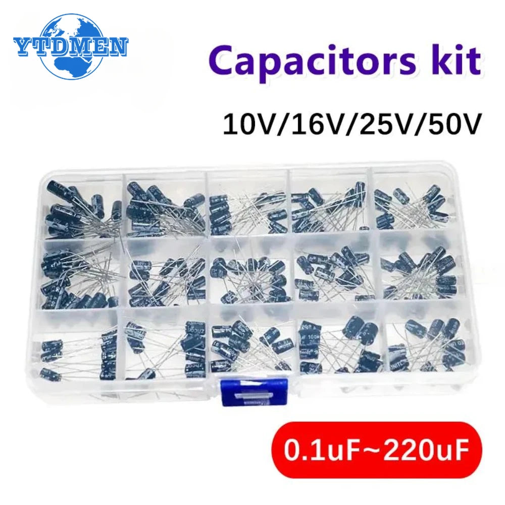 200PCS 10V 16V 25V 50V Aluminum Electrolytic Capacitor Assor