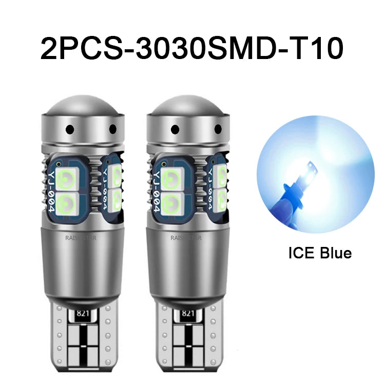 NLpearl 2Pcs W5W T10 LED CANBUS No Error 194 LED Signal Light 3030 10SMD Car Interior Side Light Marker Parking Bulb Auto Bulbs