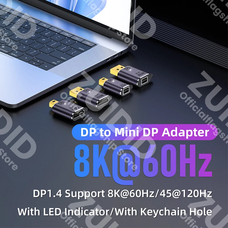 Mini DP to Displayport 1.4 Adapter Converter 8K 60Hz Bi-Dire