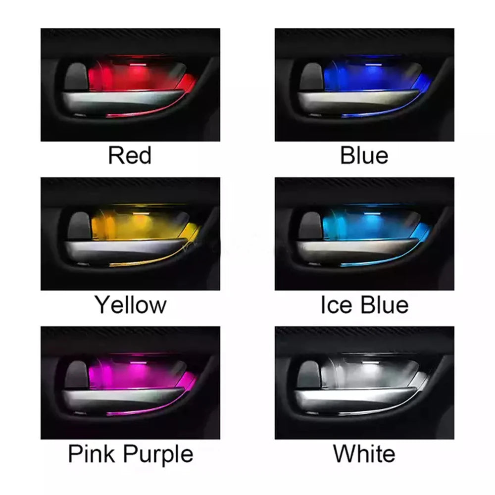 4Pcs Armrest Interior Door Handle Lighting Car Styling LED C