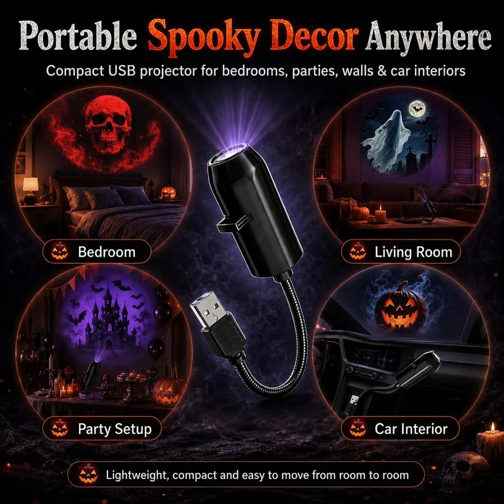 USB Projector Light Halloween Skull NightLight Ghost LED Lam