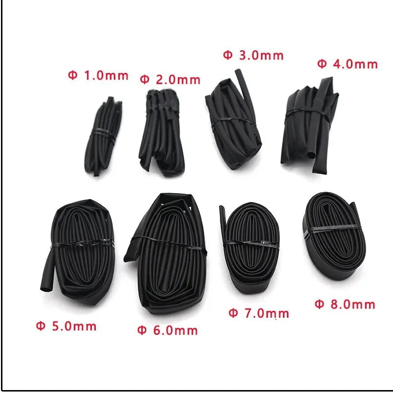 8 Meter/set Heat Shrink Tubing 1/2/3/4/5/6/8mm 2 1 Black Ins