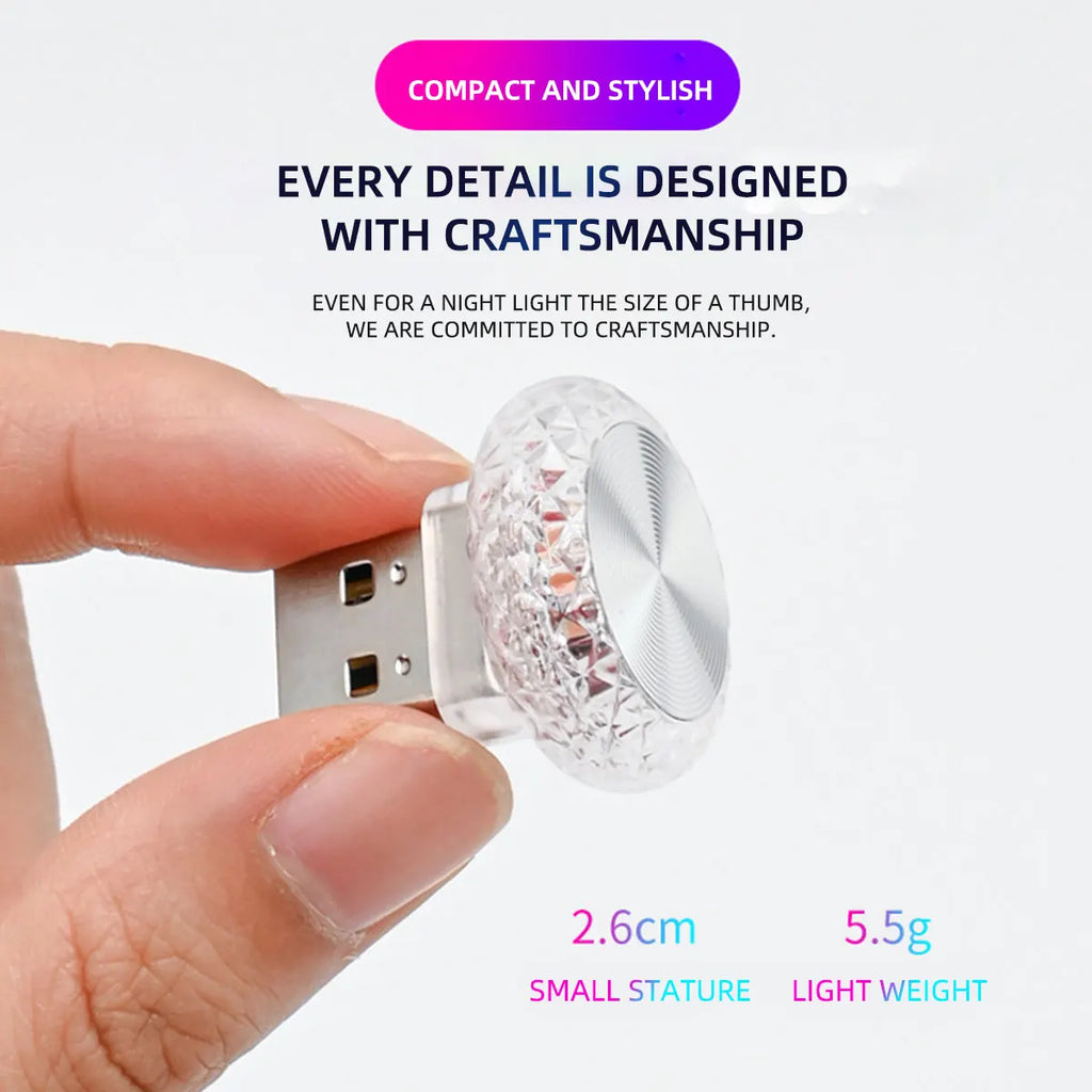Mini USB LED Car Light Portable Plug Play Ambient Light Auto