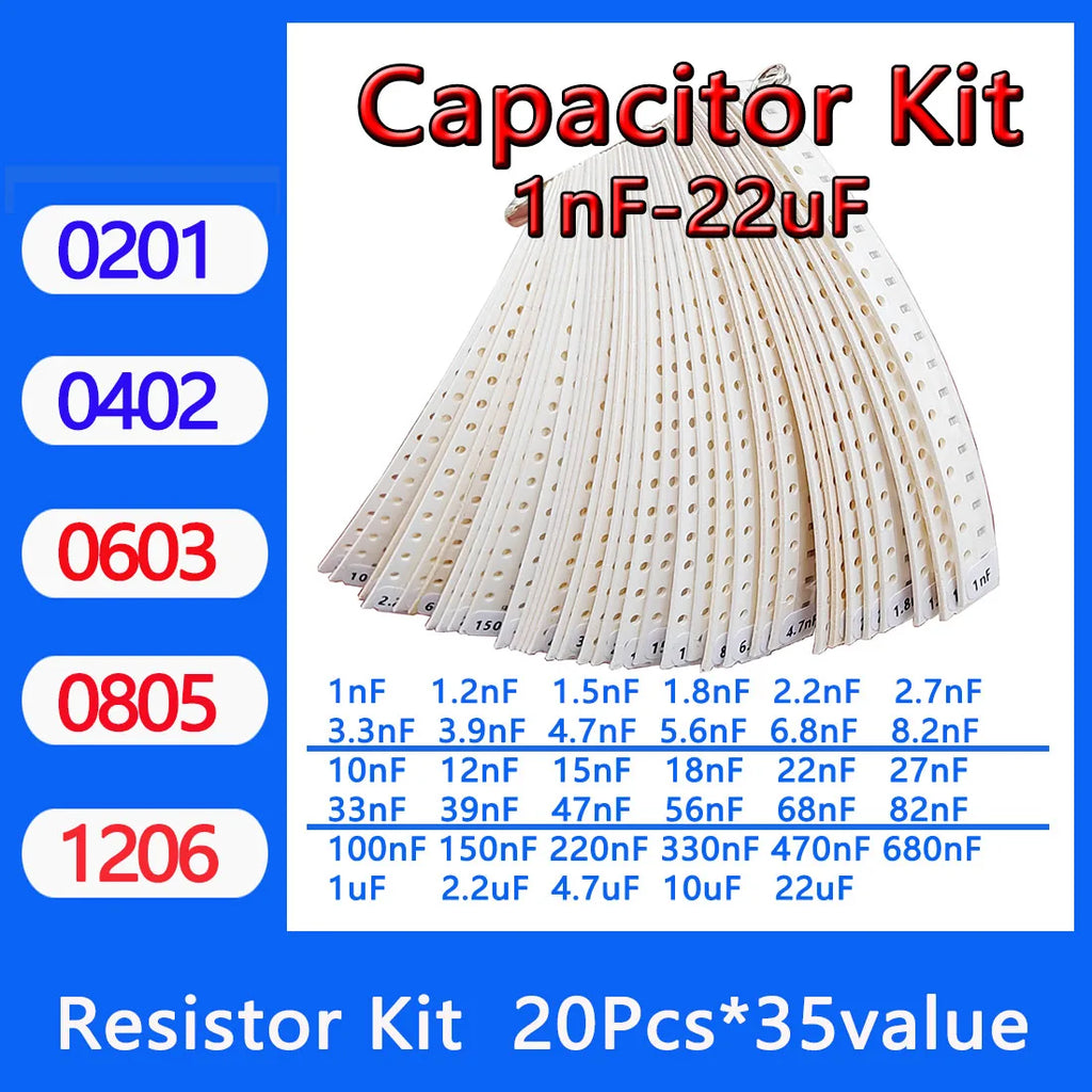 Capacitor Kit 0201 0402 0603 0805 1206 SMD Capacity Package 