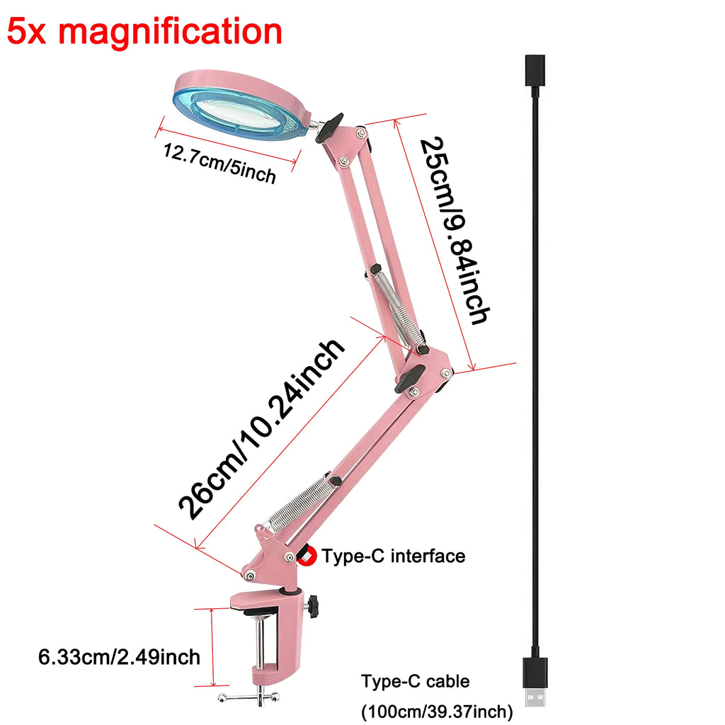 Eye-Caring LED Folding Metal Desk Lamp Adjustable Brightness Levels Flexible Rotating Lamp Head for Home Reading PC