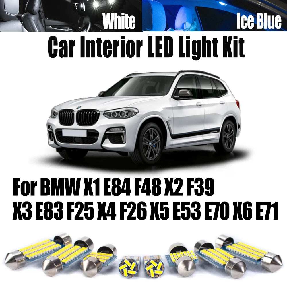 LED Interior Light Kit for BMW E71 F48 F25 - Canbus Error-Free Interior Bulbs