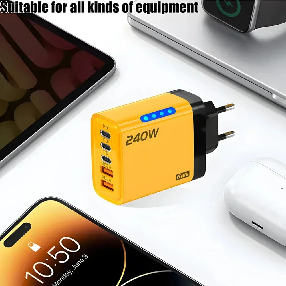 240W 5 Ports USB PD Charger Type C Quick Charge Phone Charge