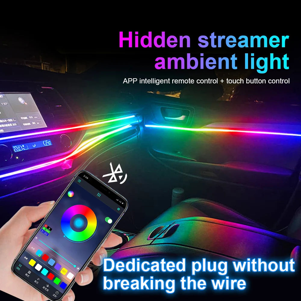 Newest LED Hidden Car Ambient Light Interior Matt Black Hidd