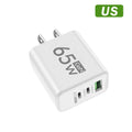 3 Ports PD 65W USB Fast Charging Charger Type C Mobile Phone Adapter For Samsung Huawei Xiaomi iPhone USB-C Quick Charge Charger