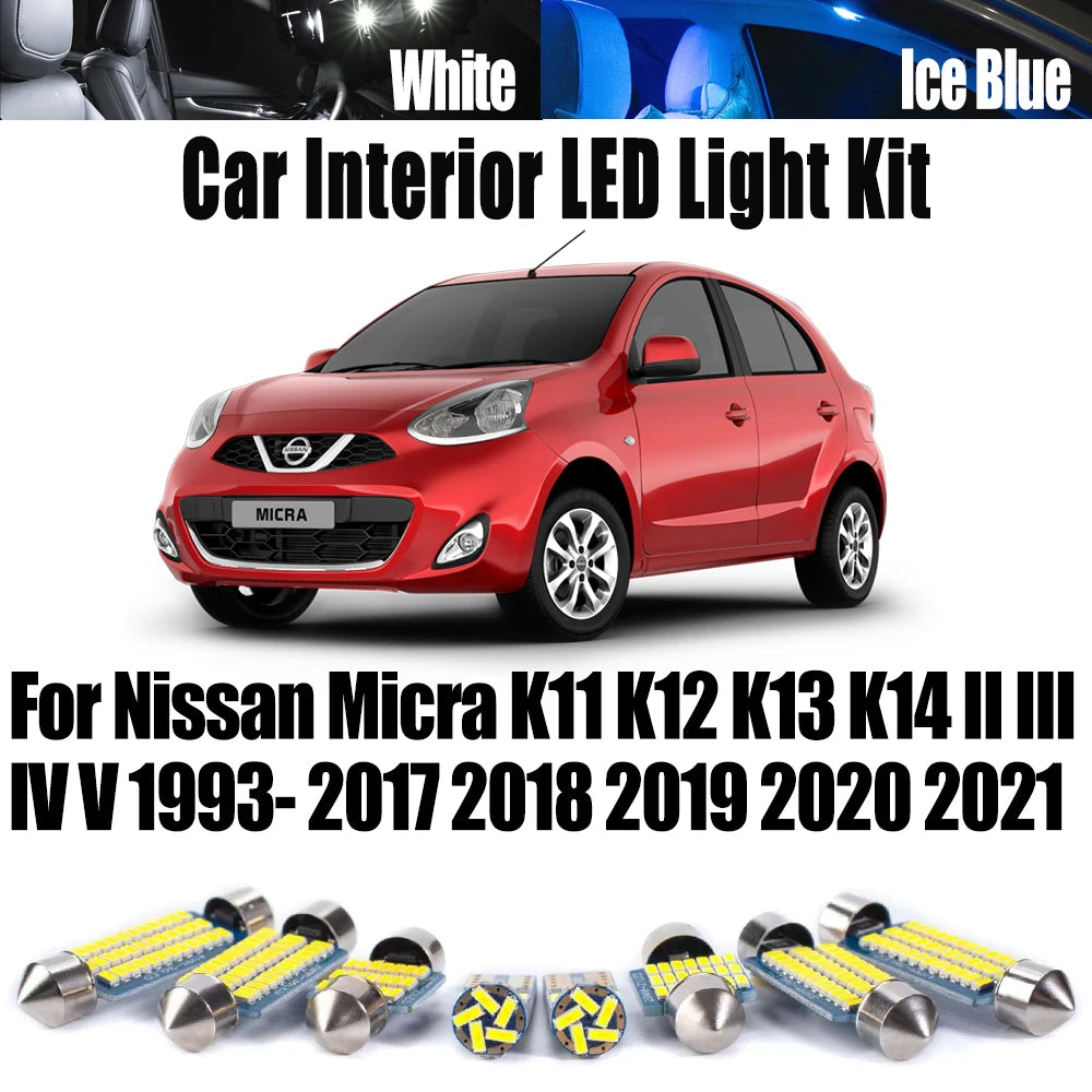 LED Interior Light Kit for Nissan K14 K12 K11 1993-2017 - Canbus Error-Free Interior Bulbs