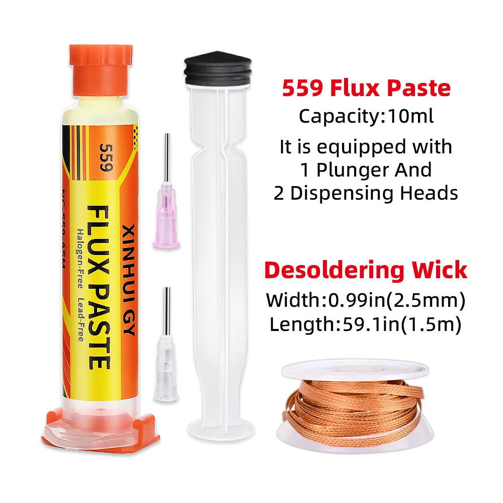 559 Desoldering Braid + NC-559 Flux Paste Syringe Kit Solder
