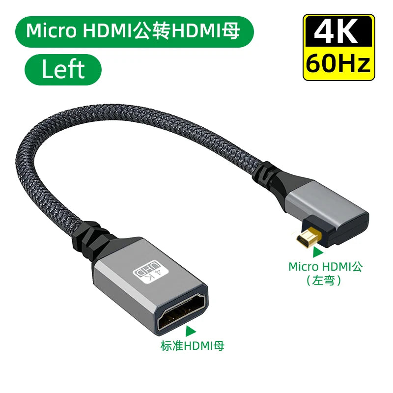 4K60Hz HDMI Male To Female Extension Cable Micro/Mini HDMI-Compatible adapter left/right/up/down Extender Wire Cord