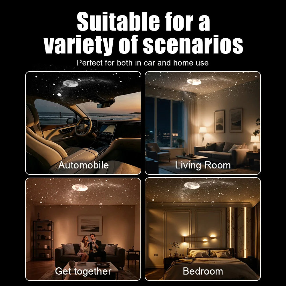 USB Starry Sky Projector Light Adjustable-Angle Car Ambient 