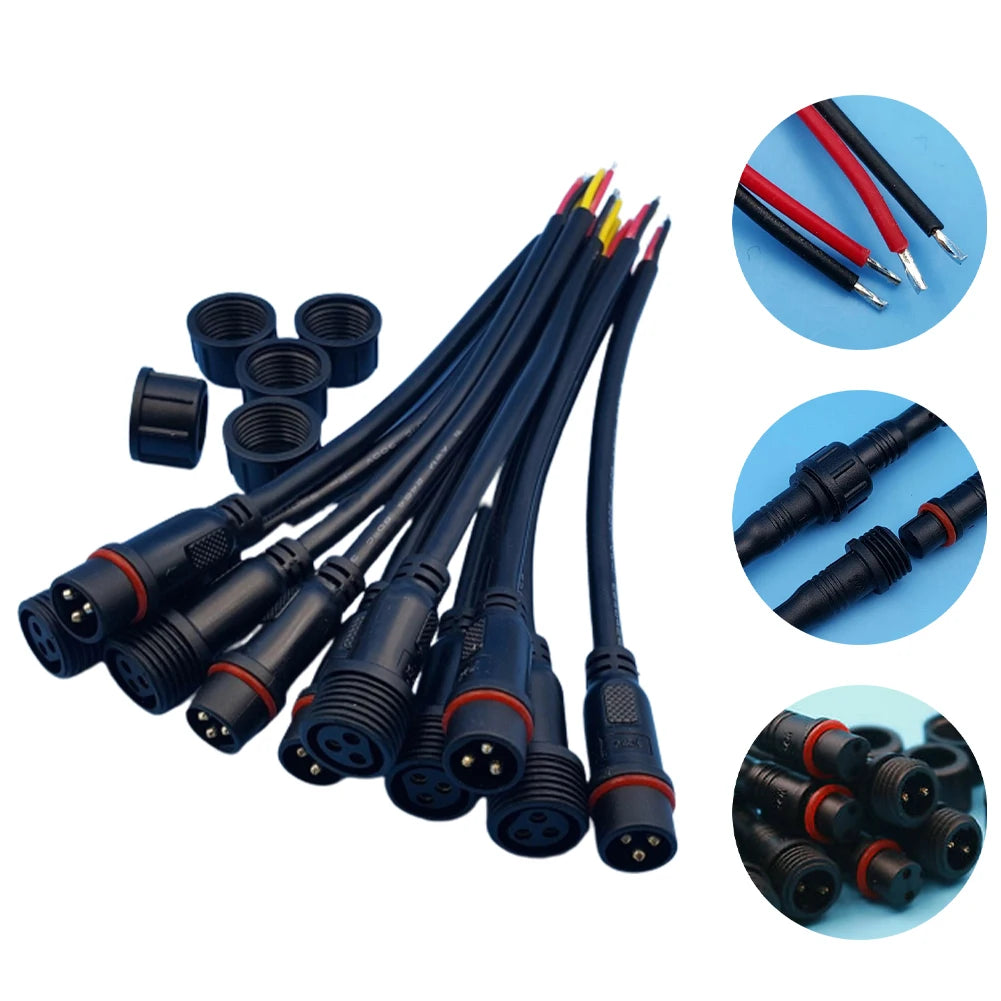 5 Pairs IP65 Waterproof 2/3-Pin 22AWG Wire LED Male And Fema