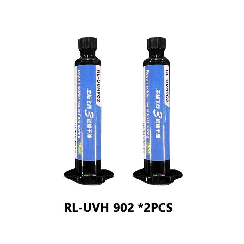 2PCS RELIFE RL-UVH902 10ML UV Solder Mask Ink 3S Quick-dry + RL-014 UV Curing Light for Mobile Phone Repair Jumping Wire