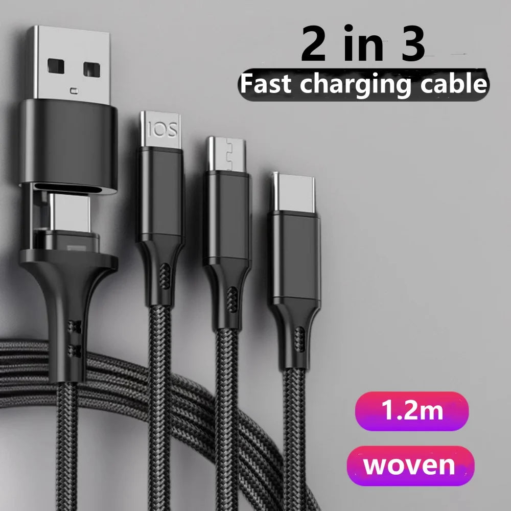 5 in 1 PD USB Fast Charging Cable For iPhone 14 13 12 Xiaomi