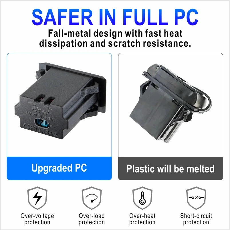 Car Charger Socket PD3.0 & QC3.0 Double USB C Ports Waterpro