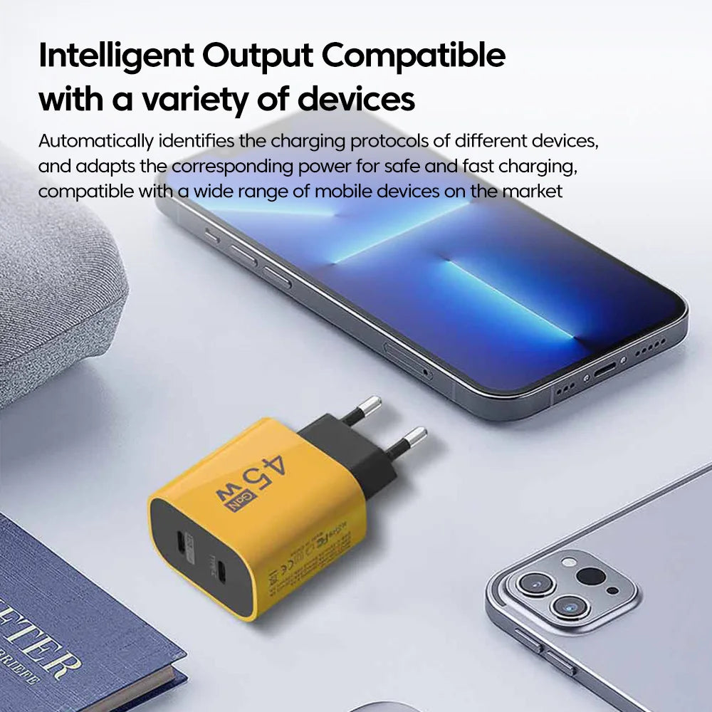 45W USB C Charger Fast Charging Dual Port Mobile Phone Charg