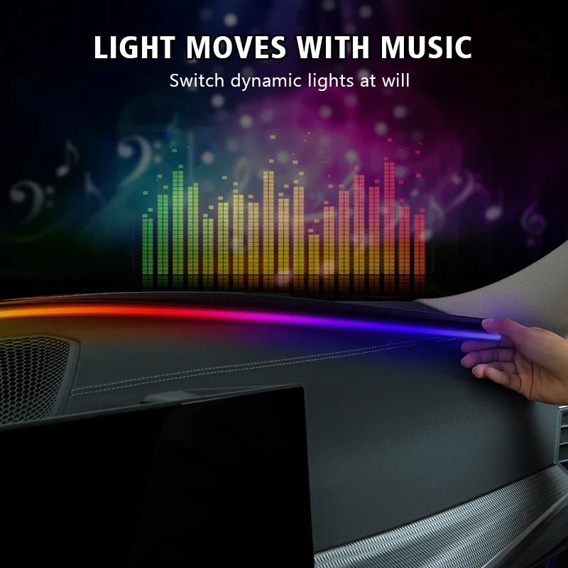 Front Windshield LED Atmospere Light Strip 150cm Car RGB USB