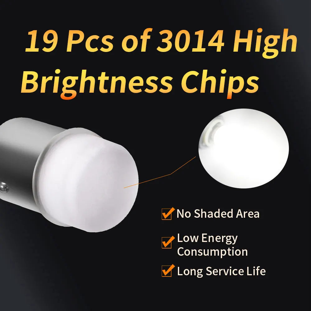 2pcs 1156 P21W P21 5W 1157 BA15S BAY15D 2Pcs 3014 Chips Supe