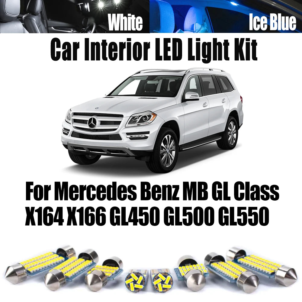 Canbus No Error For LED Interior Dome Map Trunk Light Kit Mercedes Benz MB GL Class X164 X166 GL450 for