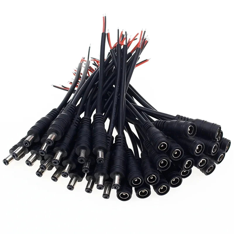 5pcs/10pcs 5.5x2.1mm Power Plug DC Male Female Cable Wire Co