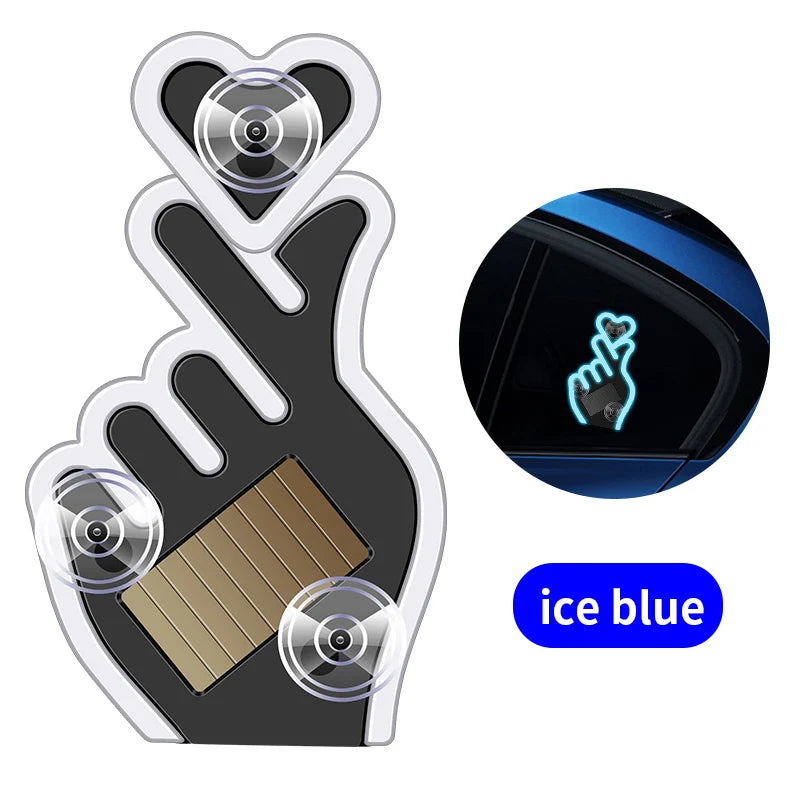 Solar Power Led Finger Heart Shaped Led Ambient Light Suction Cup USB Room Partty Atmosphere Breath Lamp Car Window Neon Light
