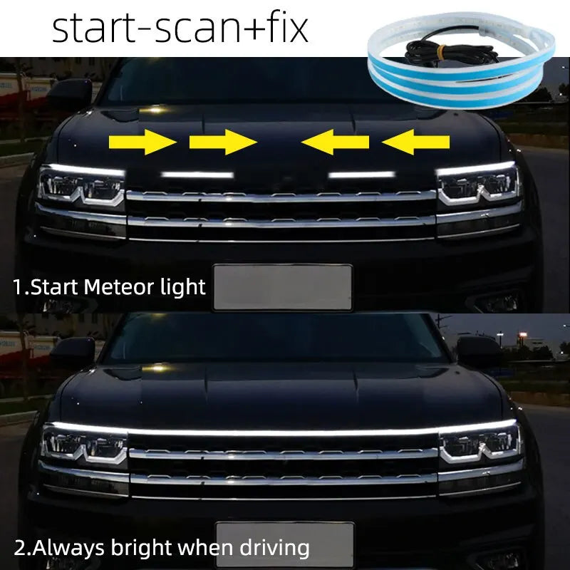 150CM 180CM Scan Starting LED Car Hood Light Daytime Running