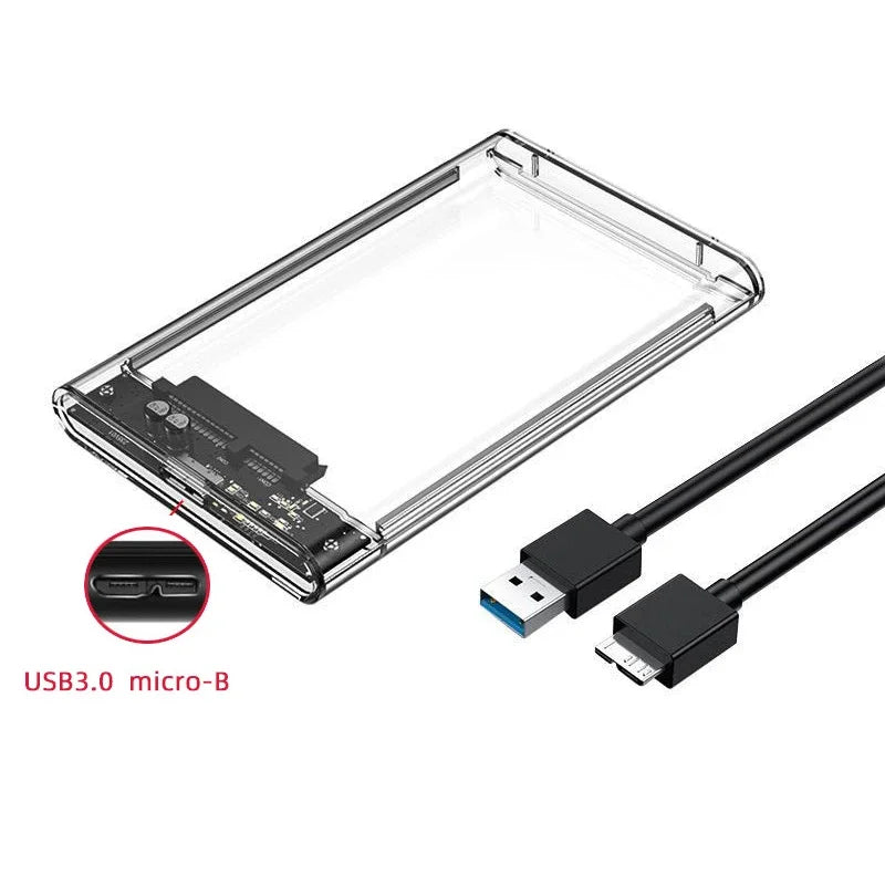 USB 3.0/Type C HDD Enclosure 2.5 inch SATA SSD External Hard Drive Case with 5Gbps Transfer Speed Clear Harddisk Boxs Tool-Free