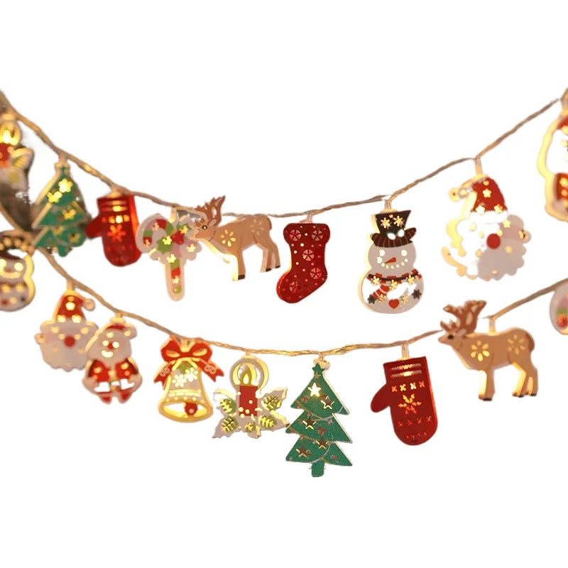 Christmas Deer Snowflake LED String Lights Battery Powered F